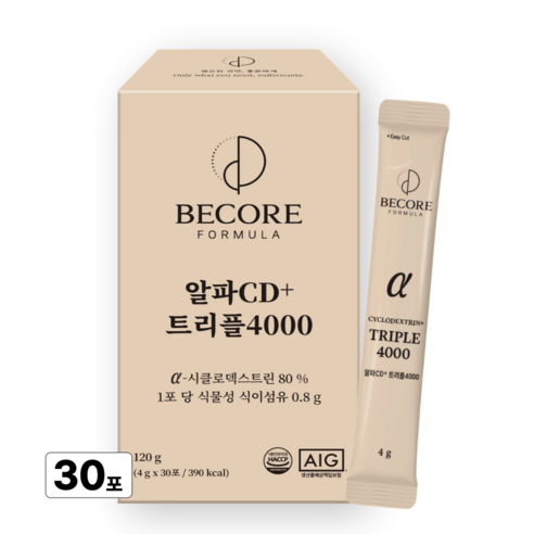 알파CD 분말 식약청인증 HACCP 알파시클로덱스트린 고함량 알파시디+트리플4000 무부형제 비코어포뮬러, 1개, 30회분