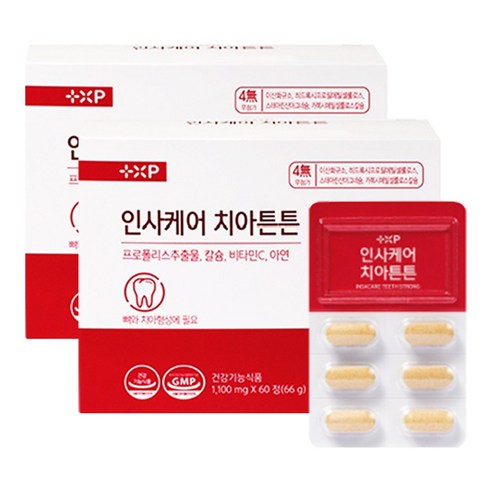 인사케어 치아 탄탄 이가 튼튼 60정X2박스 프로폴리스 칼슘, 2세트, 60정