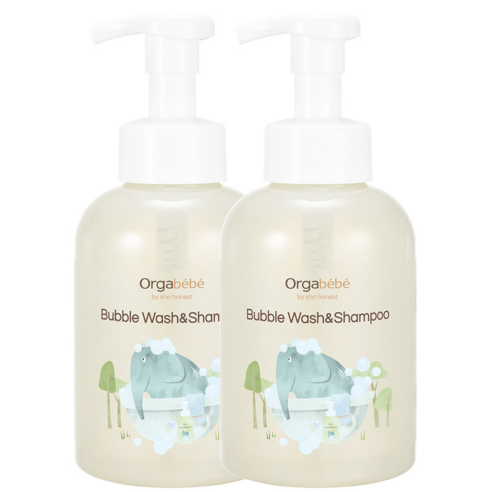 오가베베 버블 아기 바디워시 앤 샴푸, 2개, 500ml