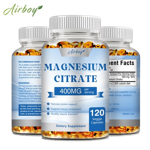 구연산마그네슘 400mg - 뼈, 근육 및 소화 건강에 도움, 최고 함량