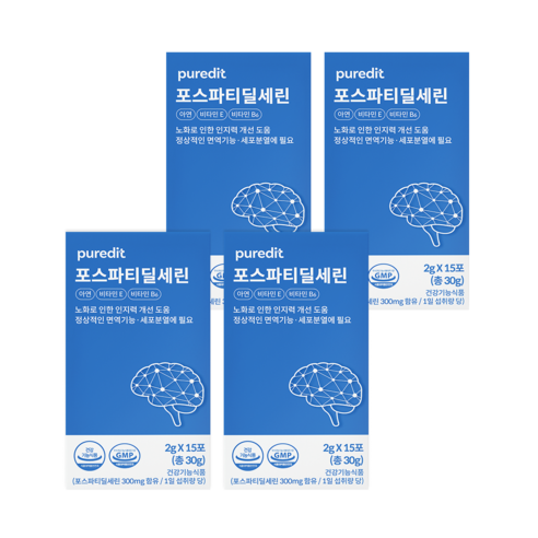 퓨어딧 독점배합 포스파티딜세린 인지력 개선 4중 기능성, 4박스, 30g