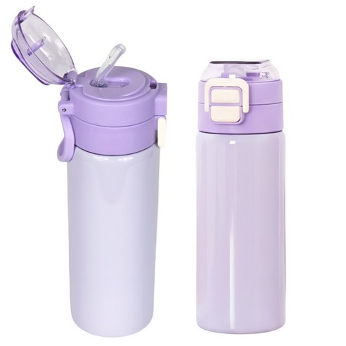 캐시리 비비 실리콘 빨대 스텐 텀블러 초등학생텀블러 보온병, 1개, 500ml, 라벤더퍼플