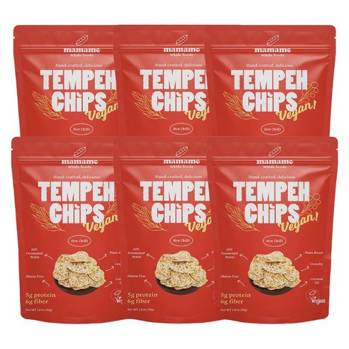 마마메 템페 칩스 핫칠리, 6개, 50g