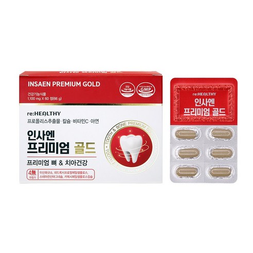 이가탄탄 잇몸영양제 프로폴리스 함유 치아 뼈 잇몸 인사엔 프리미엄 잇몸영양제, 1개, 60정