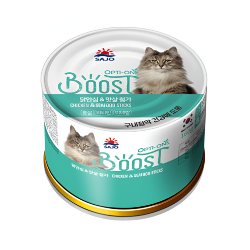 사조옵티원 고양이 부스트 간식캔, 닭, 160g, 24개, 혼합맛(닭안심/맛살)