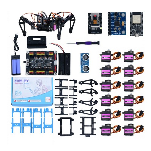 부품로봇 거미로봇 ESP32 사족보행 로봇 아두이노 음성 인공지능 거미 프로그래밍 키트, 부품 기본 (레드+블랙)