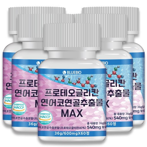 프로테오글리칸 연어코 연골 추출물 MAX 600mg 60정 2형 콜라겐 콘드로이친 글루코사민 류신 함유