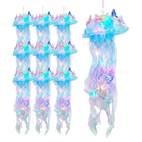 오렌지몰 여름 해파리 LED 램프 모빌 장식 만들기 DIY 키트 여름 미술활동 나비 스티커 체험활동, 10개, 고급 LED 해파리 - 나비장식