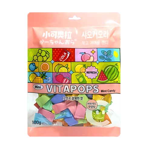정품 샤오커오라 캔디 사탕 간식 무설탕 알사탕 개별포장 비타민C, 1개, 100g