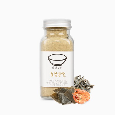 정성깃든 국내산 천연조미료 혼합 멸치 다시마 보리새우 분말 가루, 1개, 80g