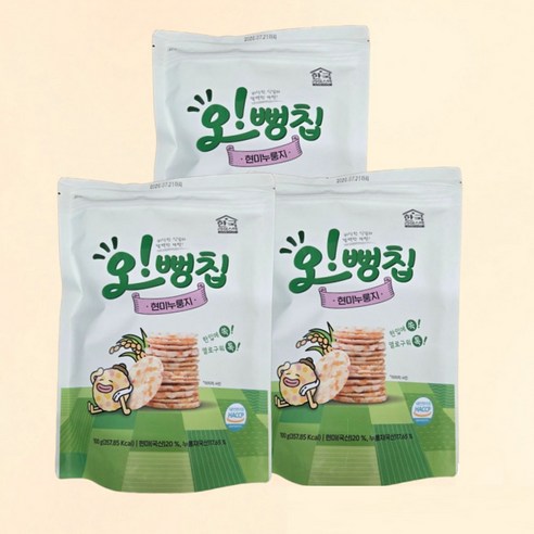 오뻥칩 현미누룽지100g 3팩 HACCP인증 한국라이스텍