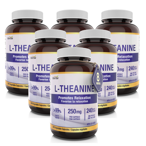 L-테아닌 250mg 240캡슐 Theanine 캐나다 식약처 승인 허바 캐나다, 6개, 240정