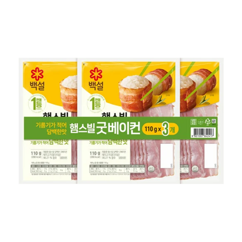 CJ 백설 햄스빌 굿베이컨, 110g, 6개