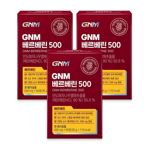 GNM 베르베린 500mg, 3개, 60정