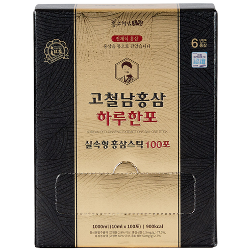 고철남홍삼 짜먹는 전체식 홍삼스틱 하루한포 실속형 100포 x 30박스