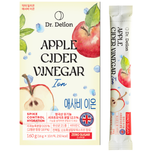 닥터딜리온 애사비 이온 1BOX / 물에타먹는 전해질 이온 음료 애사비 수분보충 제로칼로리, 1세트, 160g