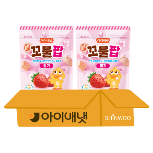 [아이배냇]아기과자 아기간식 꼬물팝 2종 특가, 딸기4개, 30g, 1세트