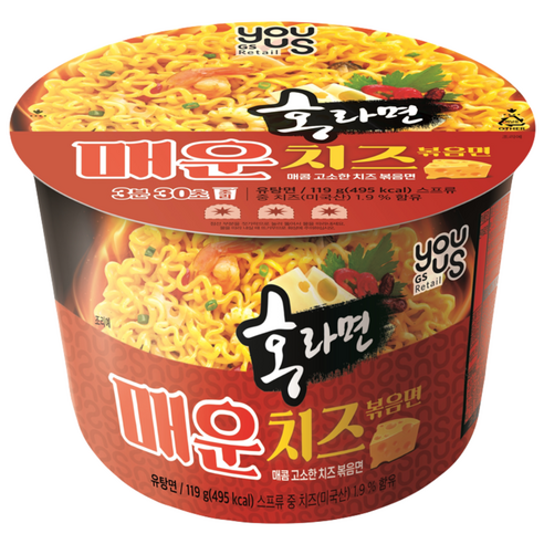홍라면 매운치즈볶음면 119g, 4개