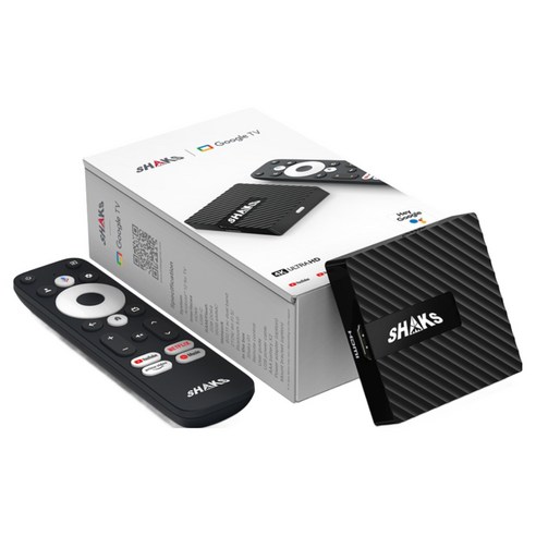 샥스 G1 구글TV 4K UHD OTT 셋톱박스 유튜브 넷플릭스 스마트TV 안드로이드14 저장공간 32GB 펌웨어 업그레이드, SHAKS G1