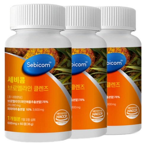 세비콤 브로멜라인 케르세틴 염증성 지방 제거제 소화효소 600mg x 60정