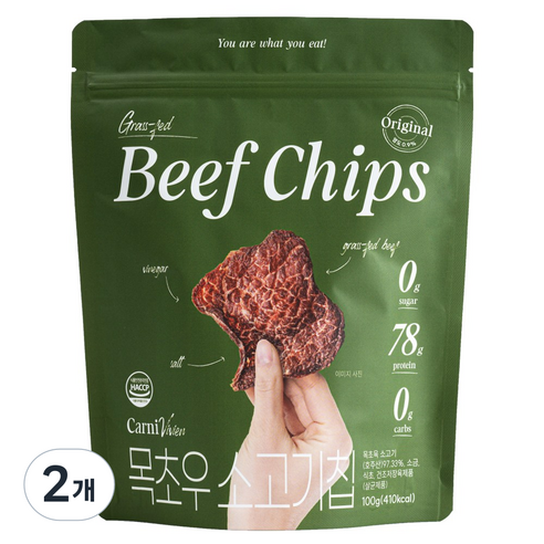 카니비비안 목초우 소고기칩, 100g, 2개