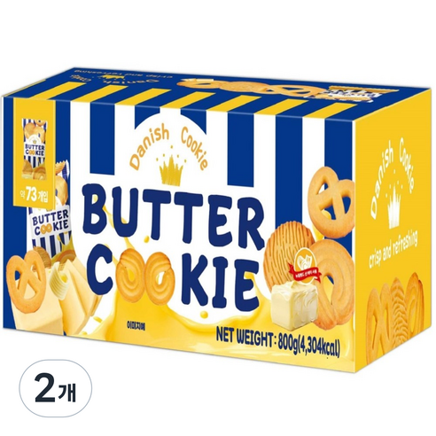 진한 풍미 데니쉬 버터 쿠키 800g 홈카페 대용량 디저트, 2개, 800g