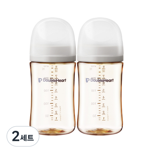 더블하트 모유실감 3세대 PPSU 모먼트 젖병 트윈팩(젖꼭지미포함), 오후의베이지, 240ml, 2세트