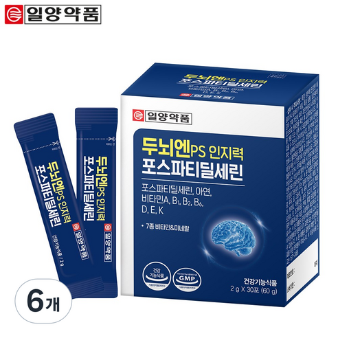 런칭 특가 일양약품 두뇌엔 PS 인지력 포스파티딜세린 기억력 인지력 개선 두뇌건강 분말 스틱형, 6개, 30회분