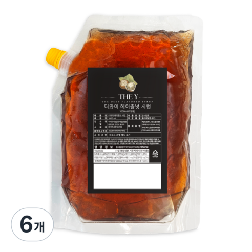 더와이 헤이즐넛시럽 (리필용), 6개, 1000ml
