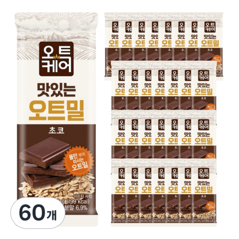 오트케어 맛있는 오트밀 초코 낱봉팩 식사대용 단백질 쉐이크, 60개, 50g