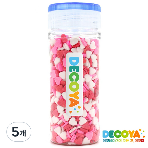 데코야 발렌하트 셰이프 간편용기 (하트모양/베이킹/토핑/스프링클), 5개, 70g
