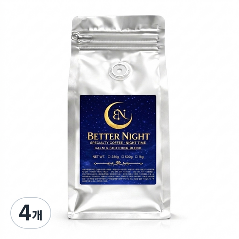 베럴나잇 딥초코 다크블렌드 커피원두, 4개, 250g, 홀빈(분쇄안함)
