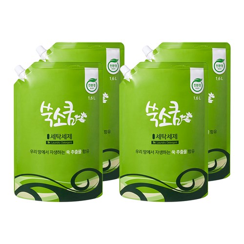 쑥소쿰 세탁세제 리필, 1.6L, 4개
