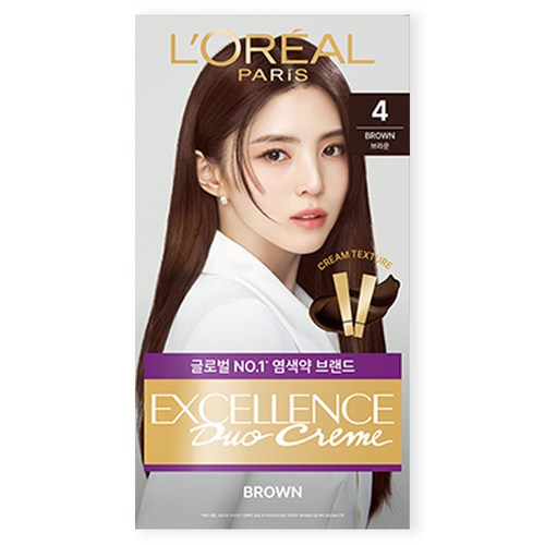 로레알파리 NEW 엑셀랑스 듀오크림 염모제, 4브라운, 1개