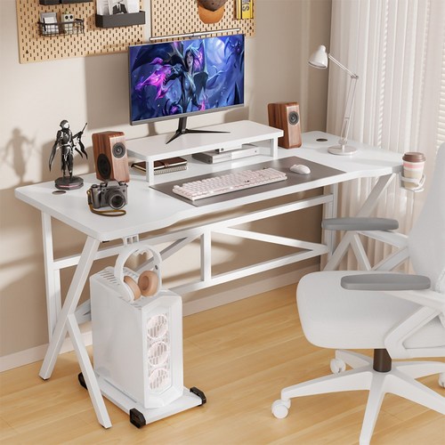 Kipnos 책상 컴퓨터책상 게이밍책상 컴퓨터 책상 세트 게이밍 책상 컴퓨터 책상 다기능 다용도 책상 선반, 화이트