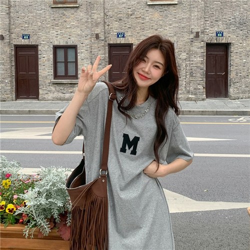 소리제 M 반팔 롱 티 루즈핏 빅사이즈 원피스 홈웨어 7부