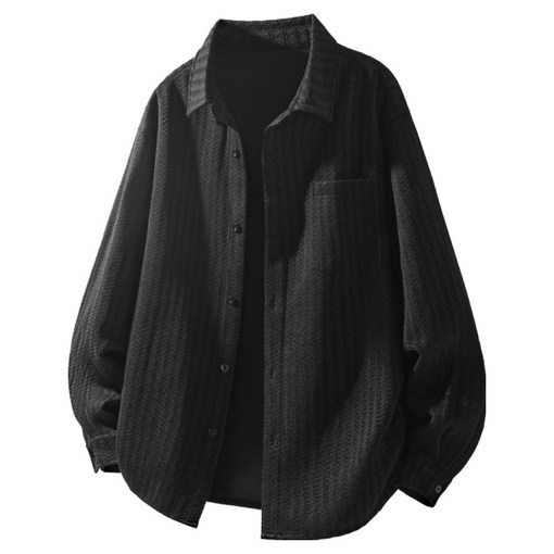 제이티엘 남성용 피쉬본 스트라이프 패턴 라펠 셔츠