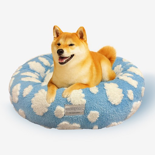 멍템 강아지 방석 원형 쿠션, 구름, 1개