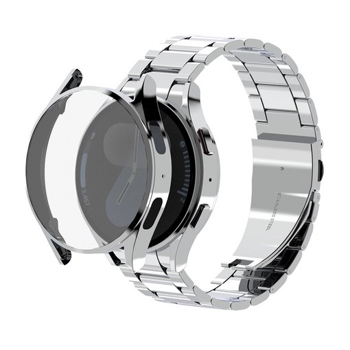 아이메이드잇 갤럭시워치 스탠다드 메탈 스트랩  유광 케이스 세트, 유광 실버, 1개