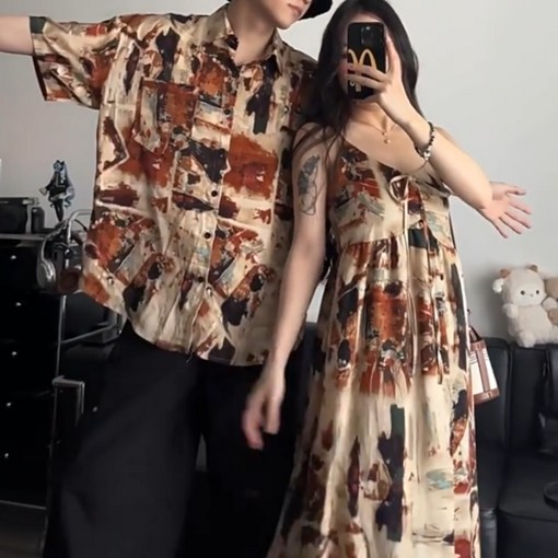 휘잇 보헤미안 커플 시밀러룩 휴양지 바캉스 원피스