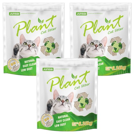 Plant 輕植系 貓砂 極細型, 3包, 6.35kg, 原味