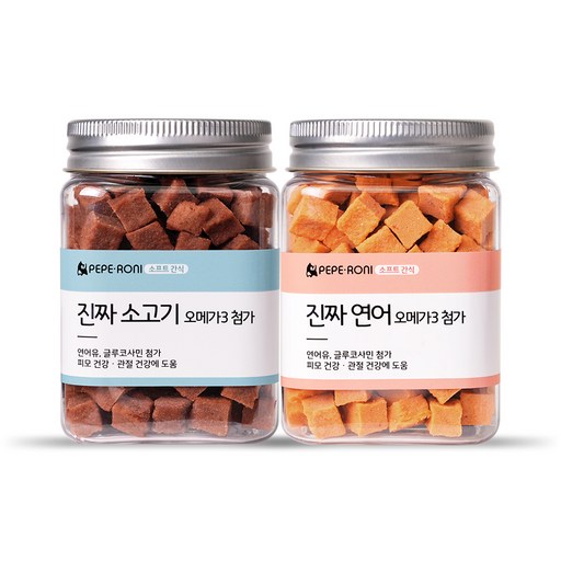 페페로니 강아지 진짜 오메가3 트릿, 혼합맛소고기연어, 180g, 1세트