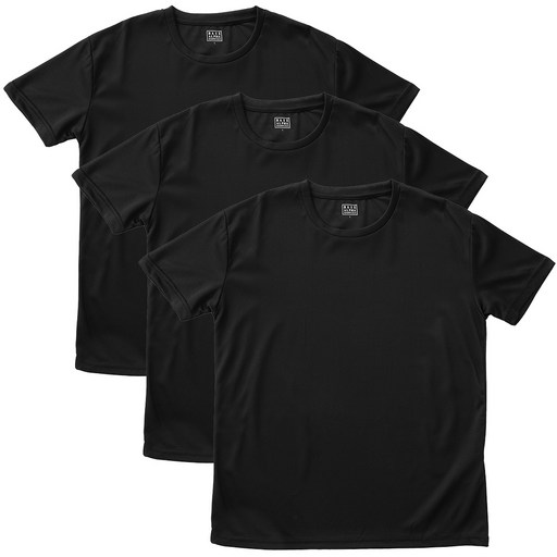BASE ALPHA ESSENTIALS 中性款圓領素色短袖T恤 3入, 黑色+黑色+黑色