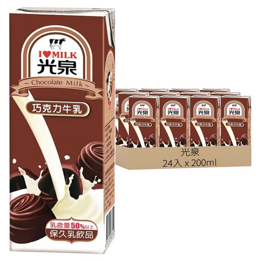 光泉 巧克力牛乳, 24入, 200ml