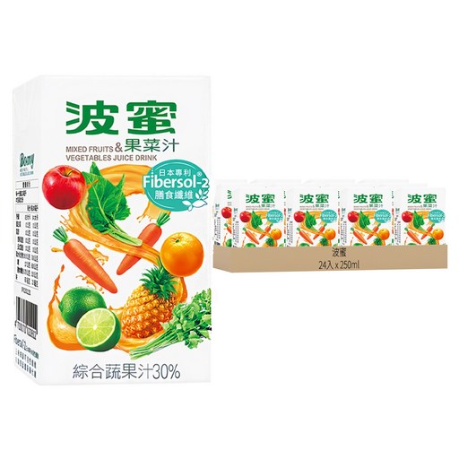波蜜 膳食纖維果菜汁, 250ml, 24入
