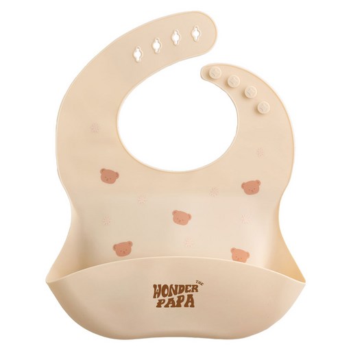 원더파파 유아용 실리콘 방수 이유식 턱받이