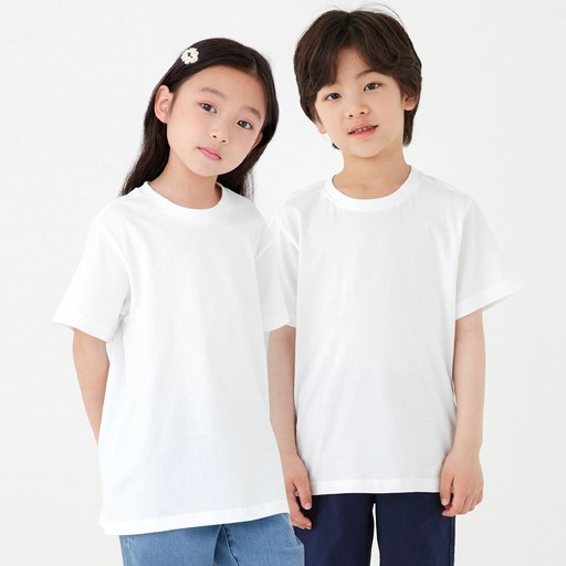 롤리트리 아동용 순면 베이직 반팔 티셔츠 2P 편안하고 스타일리시한 디자인으로 다양한 상황에 적합