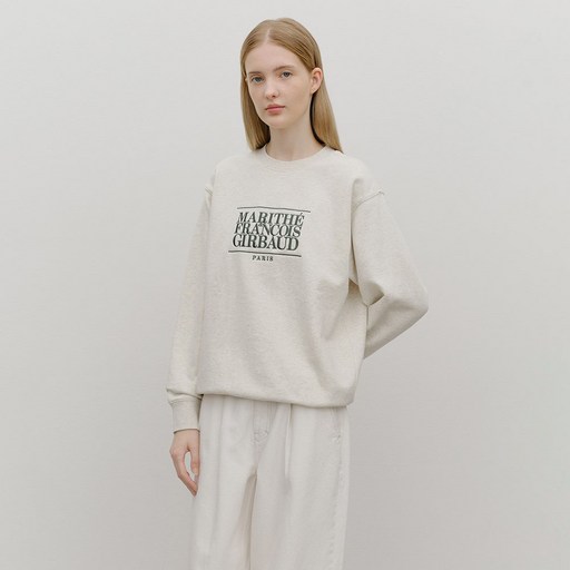 MaritheFrancoisGirbaud CLASSIC LOGO EMBROIDERY BRUSHED SWEAT SHIRT, OATMEAL