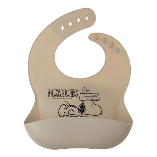 PEANUTS 史努比 史努比矽膠圍兜 SP-227, 奶茶色, 1件, 1件