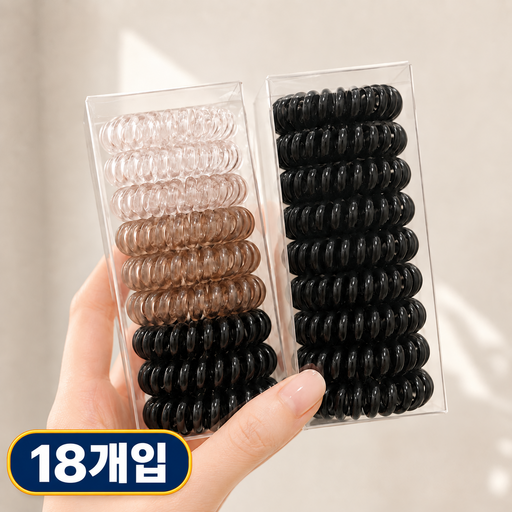 드노엘 자국없는 전화선 스프링 머리끈 고탄력 데일리 헤어끈 2세트 18P